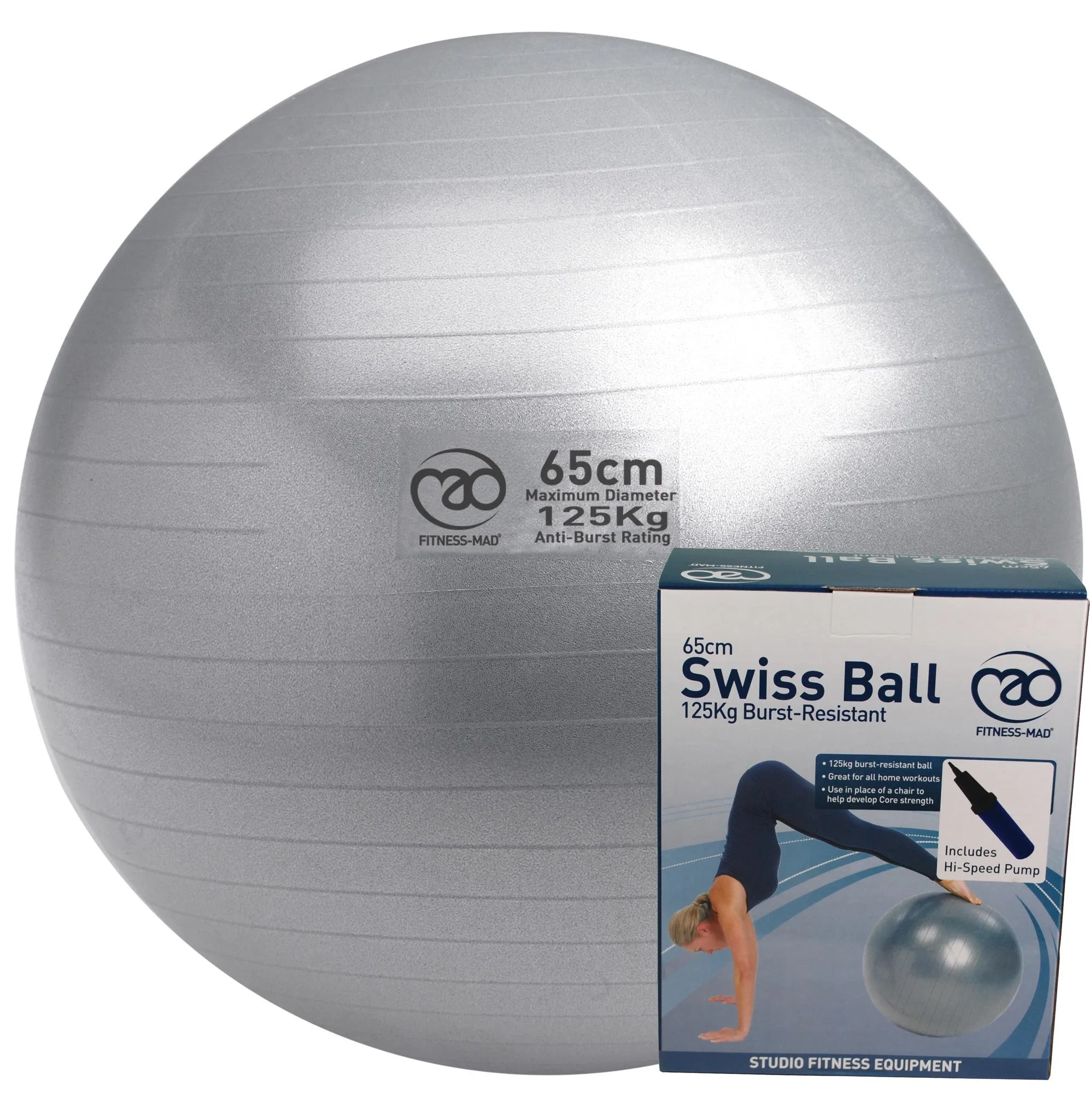 Yoga-Mad 125kg Swiss Ball and Pump