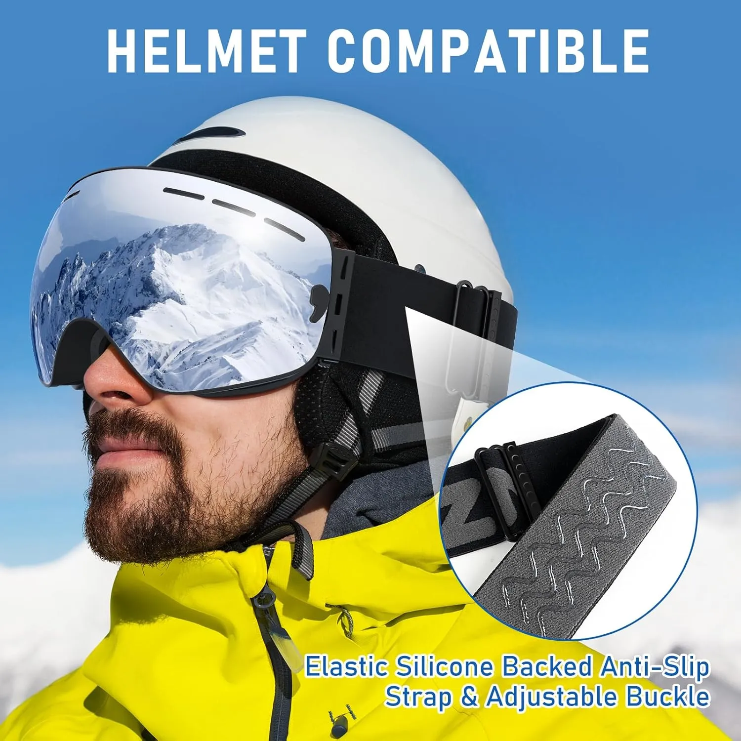 ZMLM Ski Goggles Snowboard Goggles Adult - UV Protection Anti-Fog Snow Goggle Over Glasses Snow Goggles for Men,Women & Youth