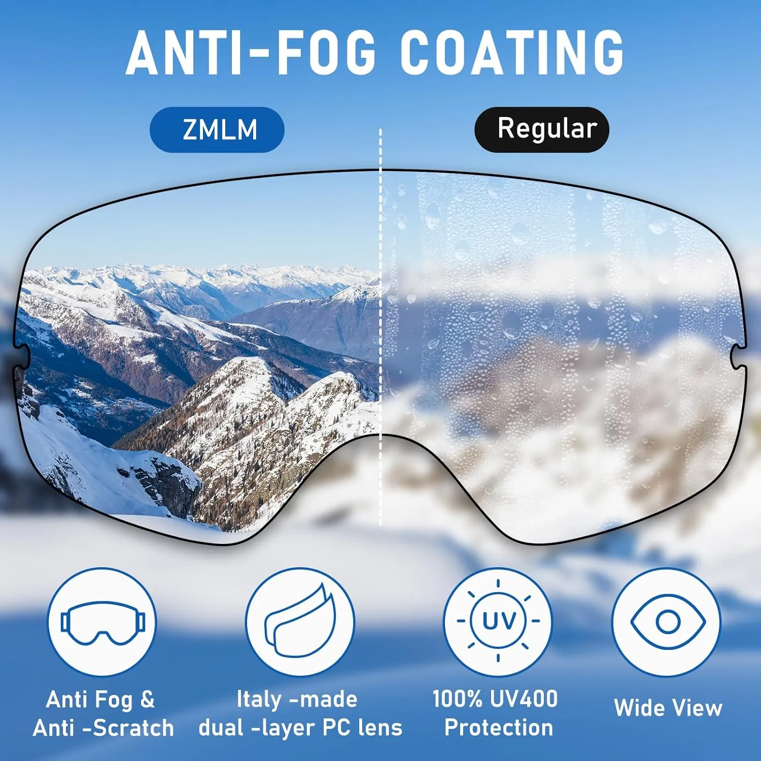 ZMLM Ski Goggles Snowboard Goggles Adult - UV Protection Anti-Fog Snow Goggle Over Glasses Snow Goggles for Men,Women & Youth